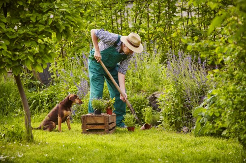 Local Barnet gardeners discussing plans at a residential property